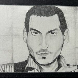 HB Graphite Pencil Sketch portrait of young Johnny Depp.